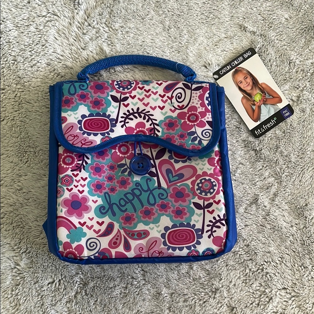 Kids' Floral Cooler Bag - Blue and Pink